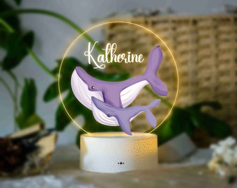 Personalized Whale Night Light - Children's Light - Newborn Gift - Nursery Decor - Gift for Toddler - Gift for New Mom - Mother's Day Gift