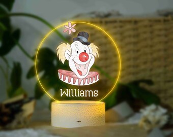 Personalisierte Clown Nachtlicht - Kinder Nachtlampe - Name Lampe - Nachtlampe Baby - Geschenk für Kinder - Neugeborenen Geschenk - Geburtstagsgeschenk