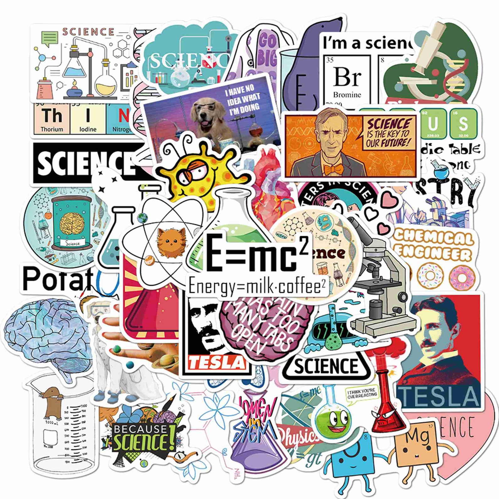 50 PCS Laboratory Stickers Chemistry Doodles Stickers Set Etsy