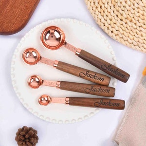 Misurino in oro realizzato a mano, cucchiai dosatori in acciaio inossidabile, regalo di ringraziamento, set di misurini, regalo da cucina, regali di anniversario