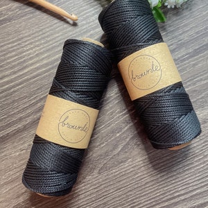 2.5mm Premium Polyester Macrame cord - BLACK #26