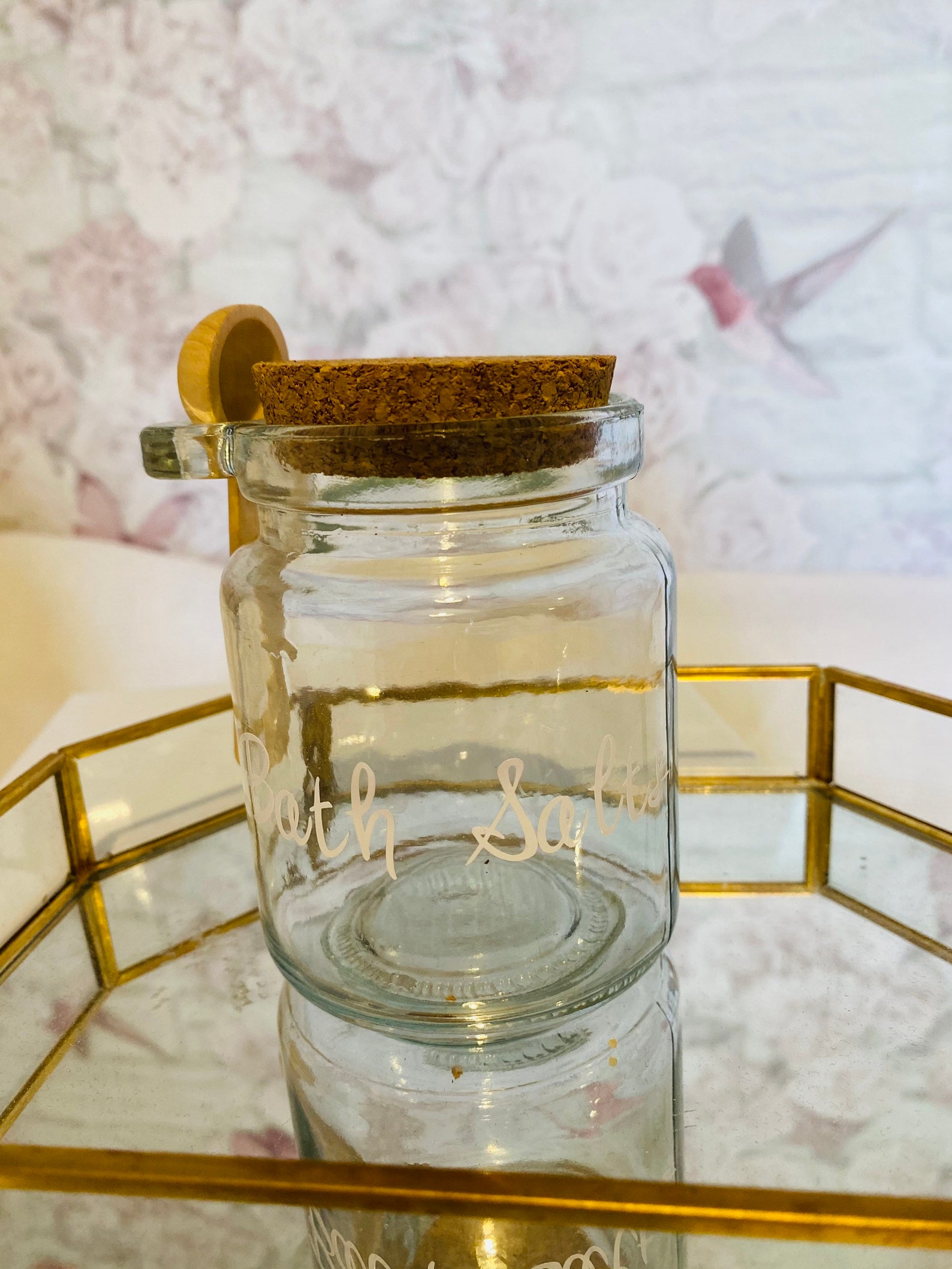 Personalised bath salt jar with wooden spoon Etsy