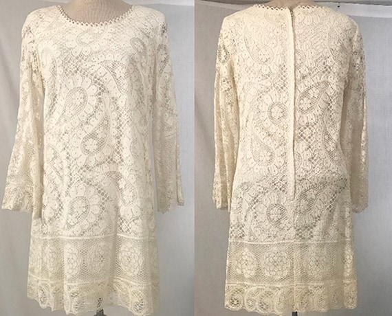 60s Handmade Crochet Evening Dress