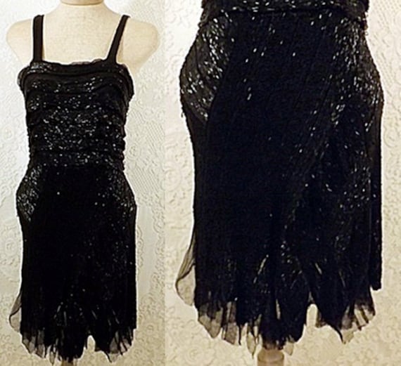 Antique 30s Beaded Flapper Dress Party Dress