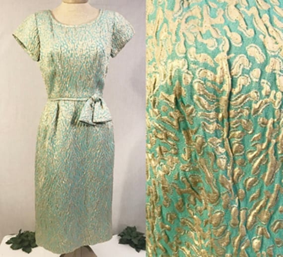 Vintage 1950s Brocade Evening Party Dress Size 6