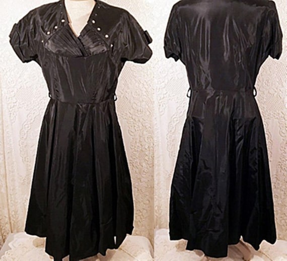 50s Vintage Satin Swing Dress Evening Party Dress