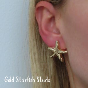 Starfish Stud Earrings | Dainty Gold or Silver Starfish Earrings | Hypoallergenic Fashion Studs | Casual Everyday Jewellery | Beach