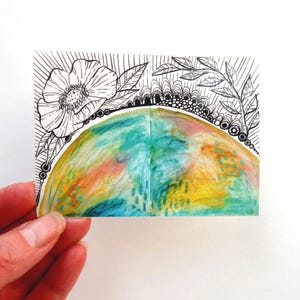 ADESIVO floreale astratto, 1 adesivo in VINILE lucido impermeabile a forma di fiore, opera d'arte diffusa su album da disegno, adesivo per bottiglia d'acqua, arte floreale verde