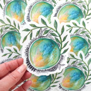 Mandala bol STICKER, vinyl glanzende waterdichte mandalasticker, abstracte kunst sticker voor dagboek, schetsboek, sticker voor waterfles
