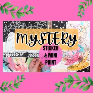 Mystery STICKER & PRINT,  Vinyl glossy waterproof sticker, 5x7 mini print, sticker for water bottle, mystery grab bag sticker