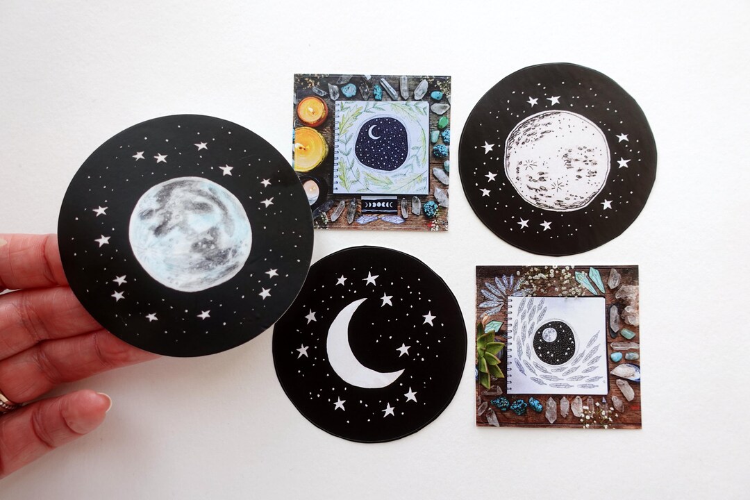 Moon Sticker Pack: Waterproof Vinyl & Paper Stickers - Etsy