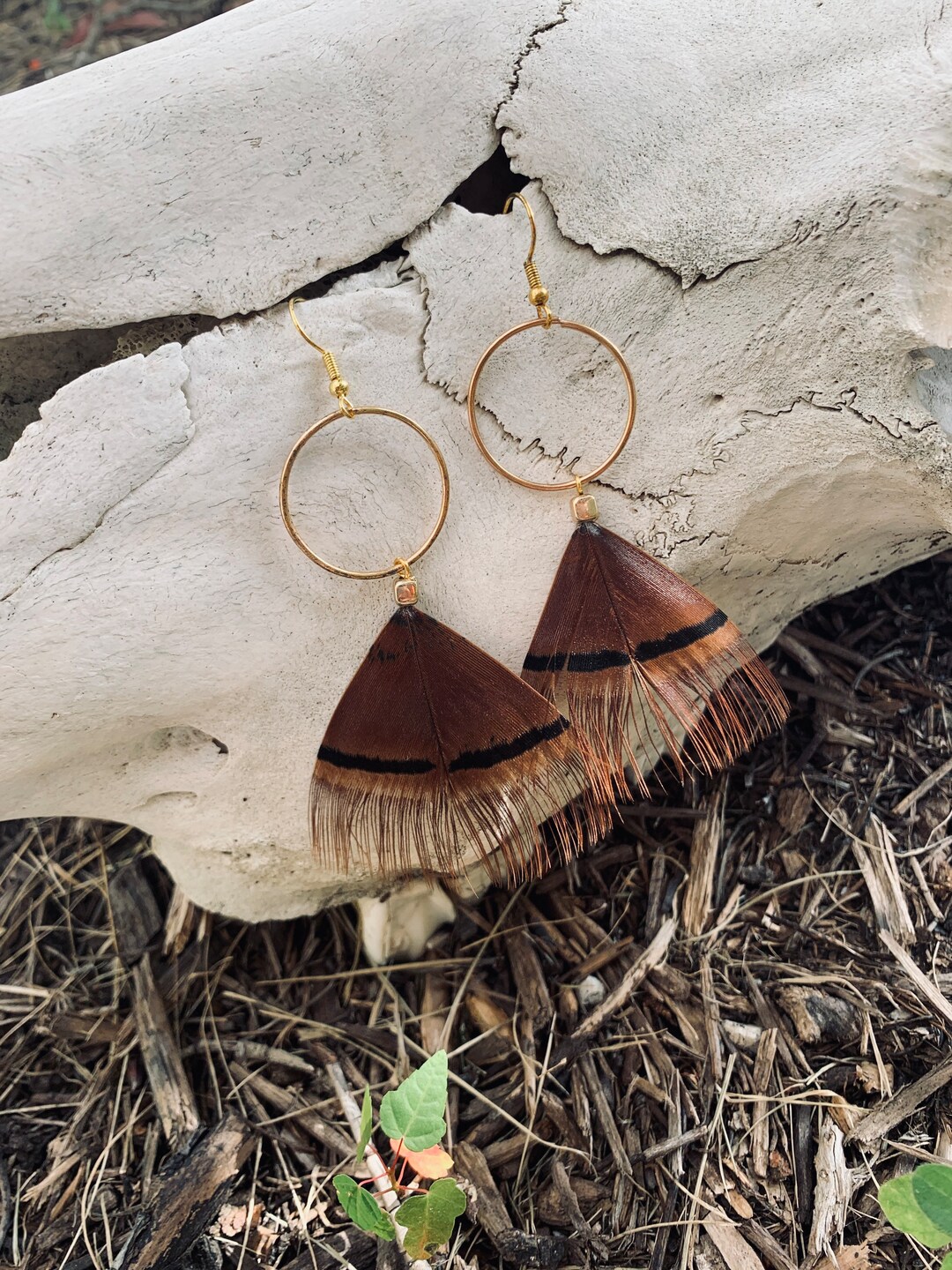 Turkey Feather Earrings Etsy