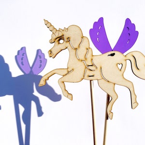 Einhorn / Pegasus Schattenpuppe, Holz Laser Cut