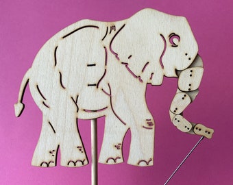 Marionnette éléphant - Découpée au laser en bois