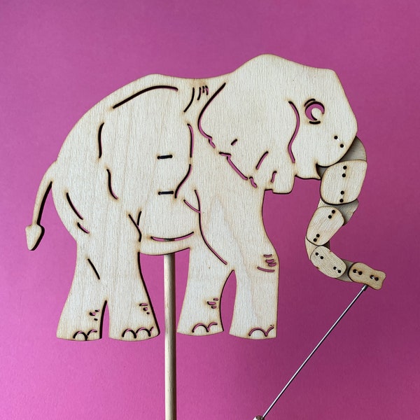Elephant Shadow Puppet - Wooden Laser Cut