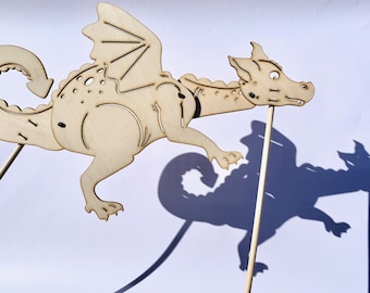 Marionnette d'ombre dragon - Découpe laser en bois