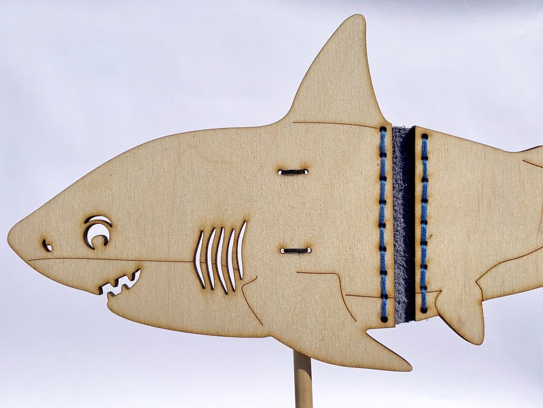 Great White Shark Shadow Puppet, Wooden Laser Cut image 3