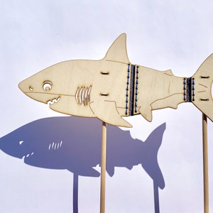 Great White Shark Shadow Puppet, Wooden Laser Cut image 1