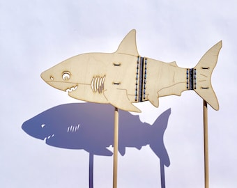 Great White Shark Shadow Puppet, Wooden Laser Cut