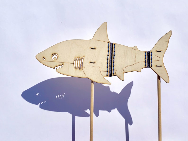 Great White Shark Shadow Puppet, Wooden Laser Cut image 1