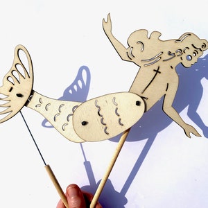 Mermaid Shadow Puppet - Wooden Laser Cut