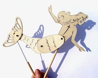 Mermaid Shadow Puppet - Wooden Laser Cut