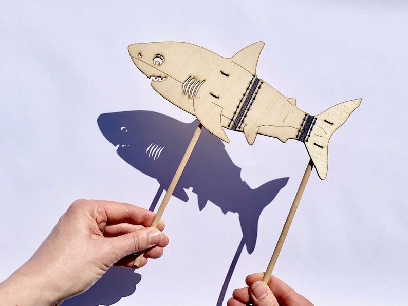 Great White Shark Shadow Puppet, Wooden Laser Cut image 2