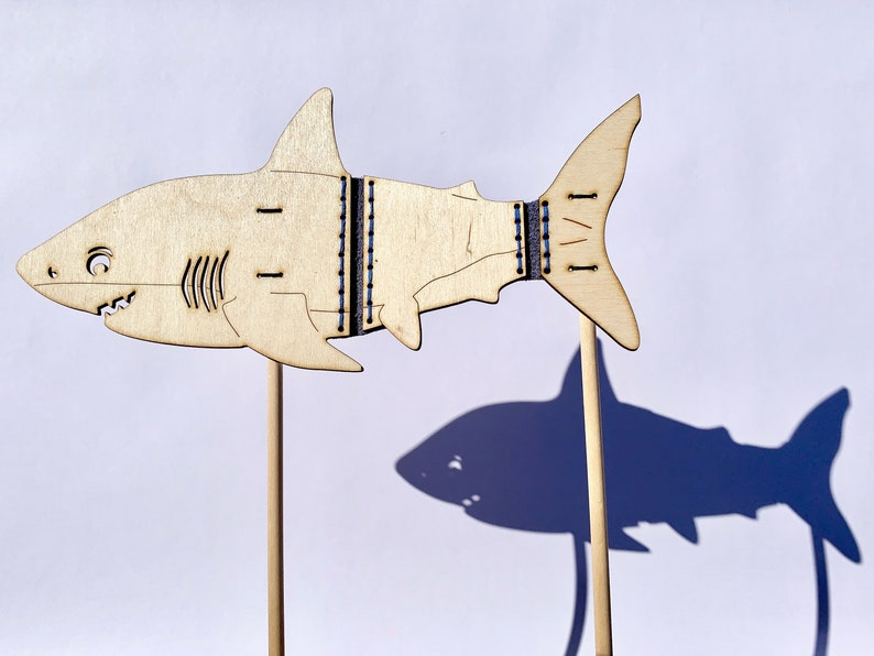 Great White Shark Shadow Puppet, Wooden Laser Cut image 6