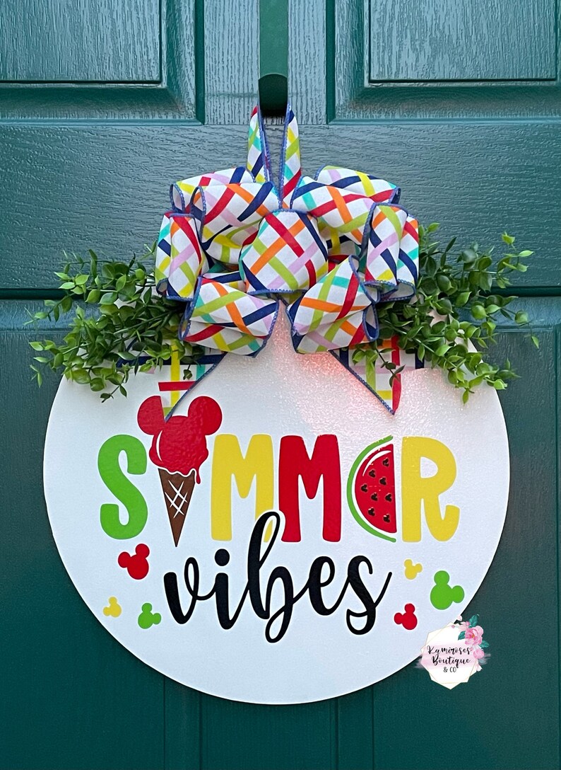 Summer vibes custom door hanger, front porch decor, personalized decor,  summertime decor, Mickey watermelon, Disney inspired, ice cream - dral. regionlima.gob.pe