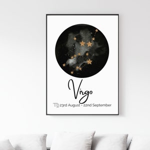 Virgo Print, Star Sign Print, Horoscope Decor, Astrology Print, Constellation Decor, Minimal Home Decor, Zodiac Wall Decor, Celestial Art