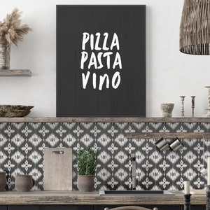 Pizza Pasta Vino Art Print, Kitchen Wall Art, Kitchen Decor, Printable Wall Art, Home Decor, Dining room decor, Restaurante Decor