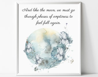 Moon quote print, Home Decor, Inspirational Quote, Printable Wall Art, Moon Gift, Lunar Poster, Celestial Decor, Celestial Art, Zodiac