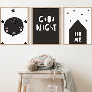 Skandinavische Kindergarten Druck, Kindergarten Druck, Kindergarten Wandkunst, schwarz weiß rosa Kinderzimmer Dekor, Karte Druck, Tier-Wand-Kunst, Kinder KindergartenPrint