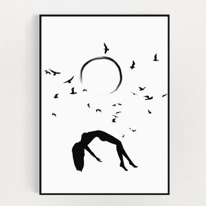 Abstract Print - Black and White Poster - Black Watercolor - Modern Minimalist - Printable Wall Art - Digital Download - Monochrome Print