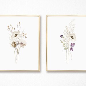 Set of 3 Wildflower Prints - Floral Instant Art - Printable Art - Line ...