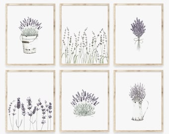 Lavender Flower Print Set: Minimalist Botanical Wall Art (Digital Download)