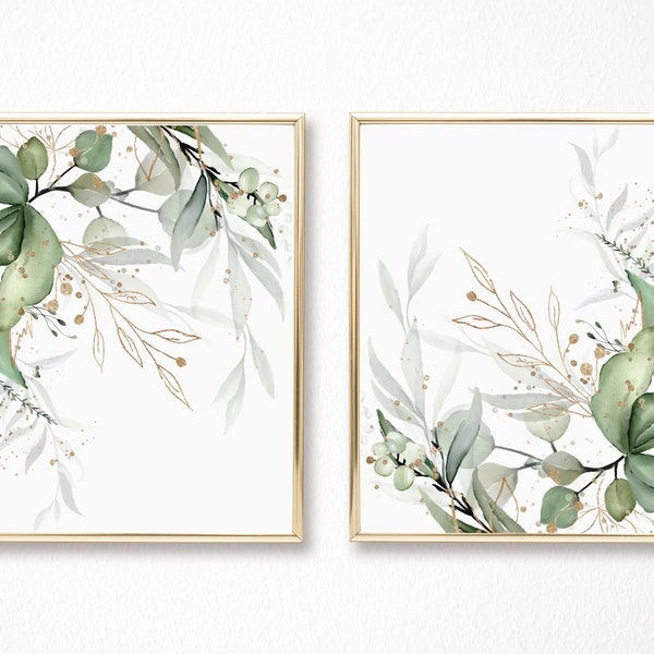 Eukalyptus Aquarell Print: Grüne botanische Wandkunst (Digitaler Download)