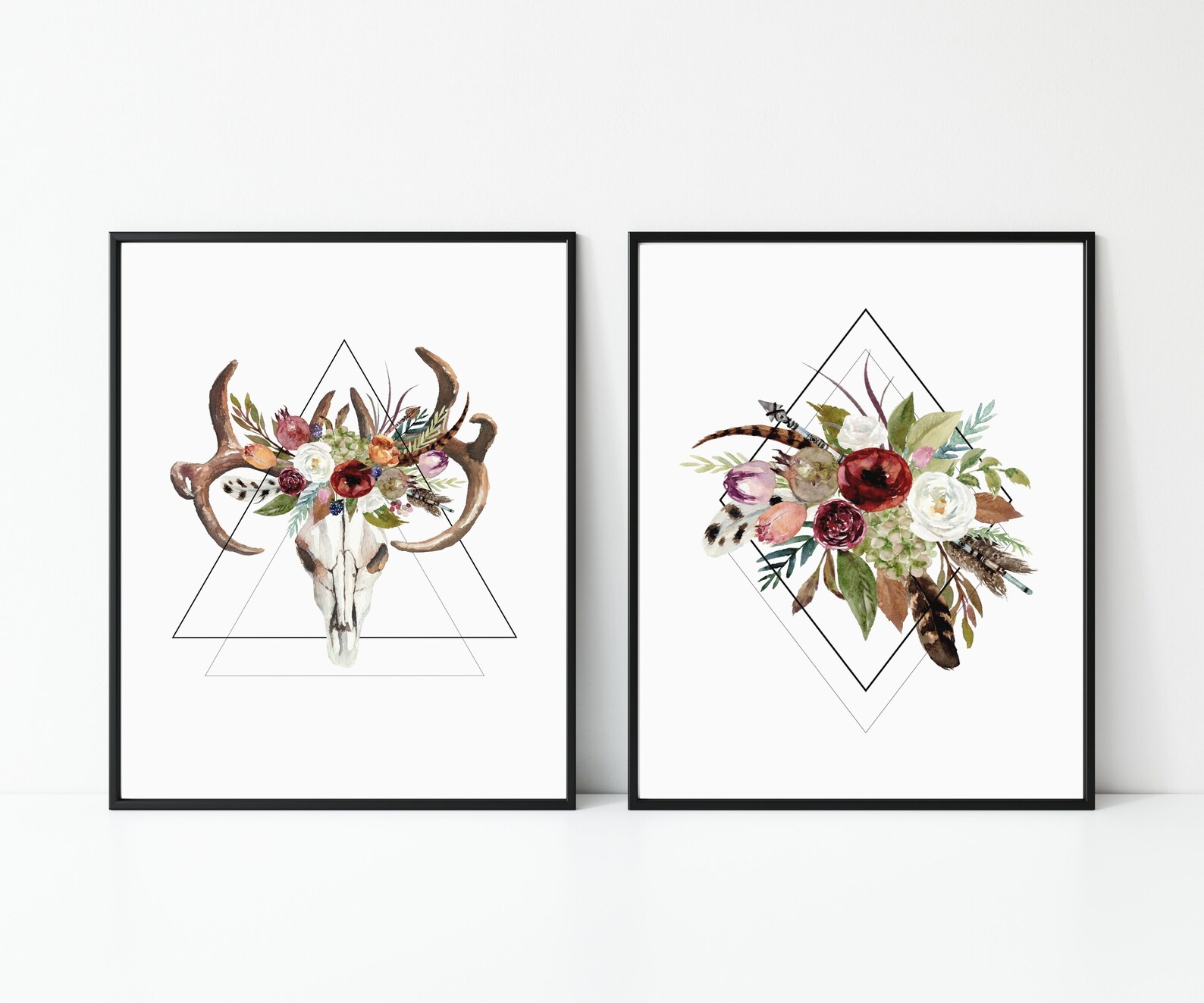 Floral Deer Skull Print Flower Deer Print Botanical Animal Etsy
