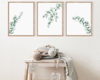 3 Eucalyptus Prints, Greenery Prints, Eucalyptus Set of 3, Greenery Wall Art, Plant Print, Watercolor, Printable Art, Botanical, Eucalyptus