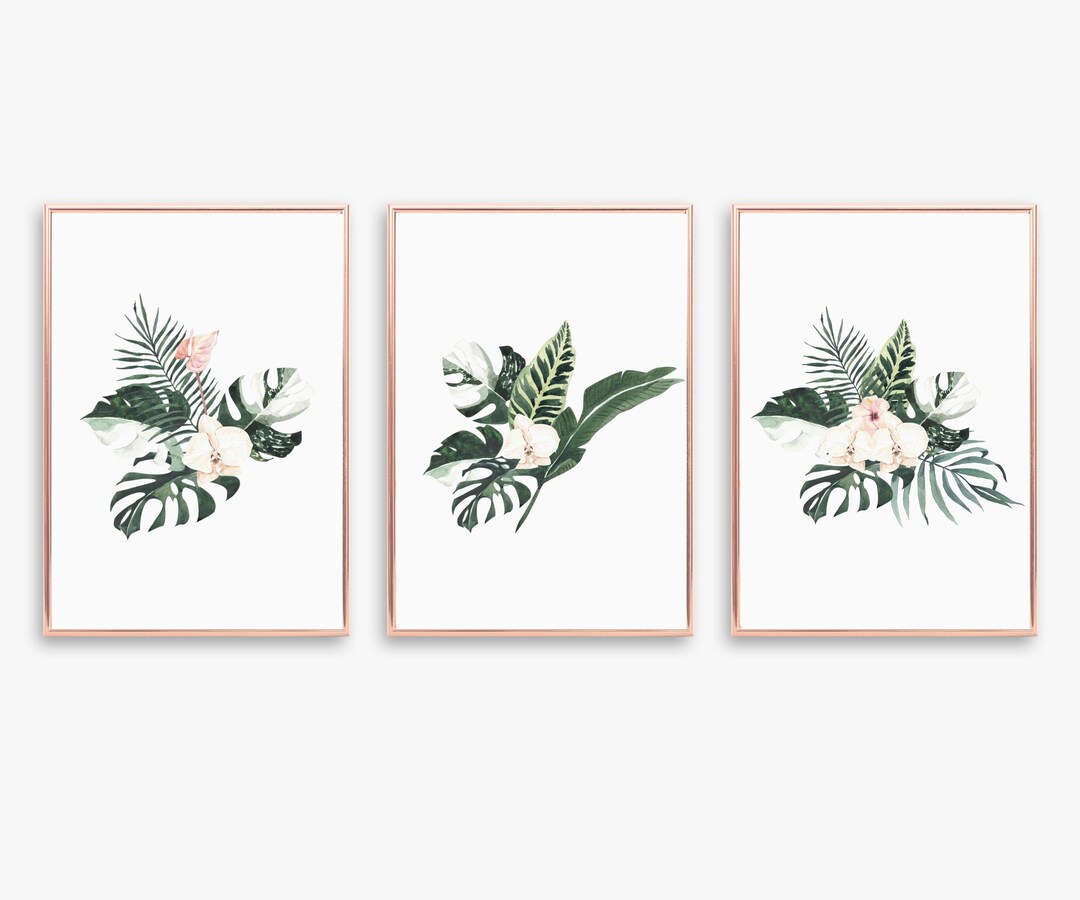 Tropical Leaf Print Set: Botanical Greenery Wall Art (digital Download ...