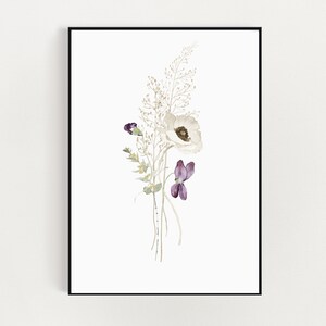 Set of 3 Wildflower Prints - Floral Instant Art - Printable Art - Line ...