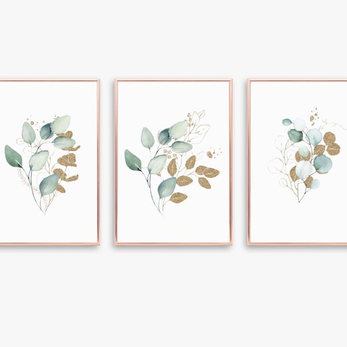 Eucalyptus Wall Art Set of 3 Prints Printable Botanical Wall Etsy