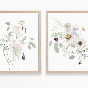 Set of 3 Wildflower Prints - Floral Instant Art - Printable Art - Line ...