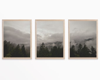 Forest Mountain Print Set: Moody Nature Wall Art (Digital Download)