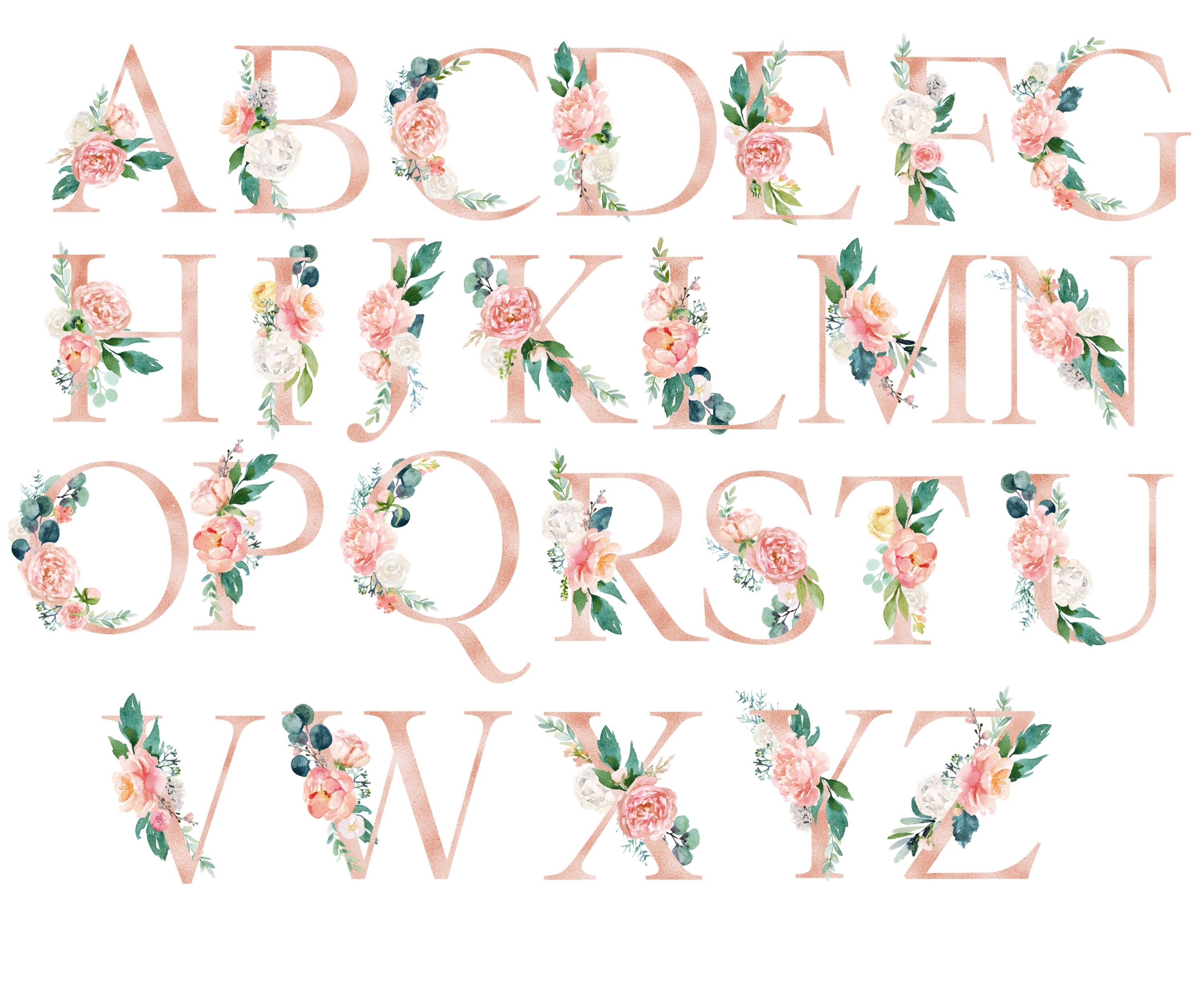 Personalised Floral Initial Print Nursery Decor New Baby - Etsy