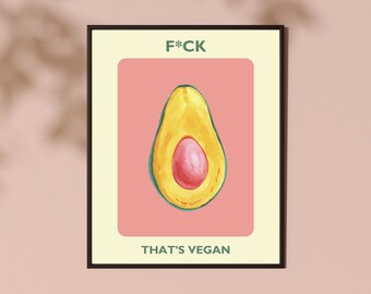 Funny Avocado Kitchen Print: Vegan Diner Wall Art (Digital Download)
