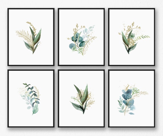 Set of 6 Botanical Prints Minimalist Flower Print | Etsy