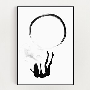 Abstract Print - Black and White Poster - Black Watercolor - Modern Minimalist - Printable Wall Art - Digital Download - Monochrome Print