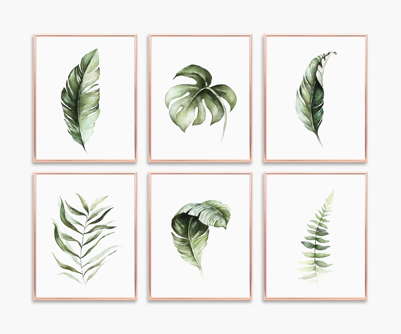 Set of 6 Prints Wall Art Decor Greenery Watercolor | Etsy