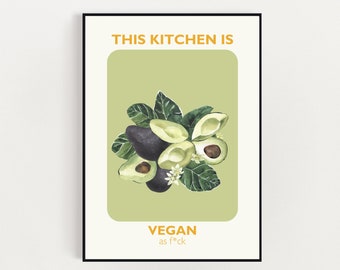 Vegan Kitchen Art Print: Avocado Diner Decor (Digital Download)